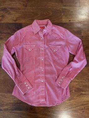 Vintage Ely Plains Western Pearl Snap Shirt, red gingham, XS / S